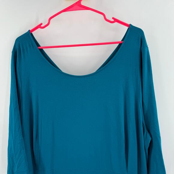 EILEEN FISHER WOMAN Dress Size 3X NEW Plus Curvy NWOT System Viscose Jersey Teal - Picture 4 of 11
